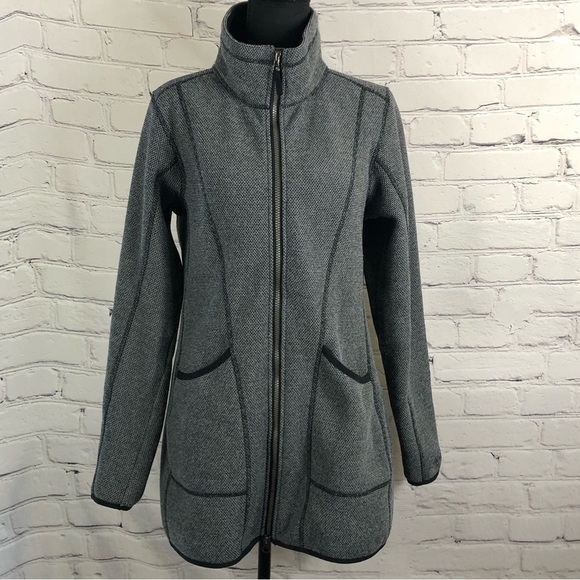 EDDIE BAUER GREY HIGH NECK ZIP-UP FLEECE. SIZE (M) - Picture 2 of 15